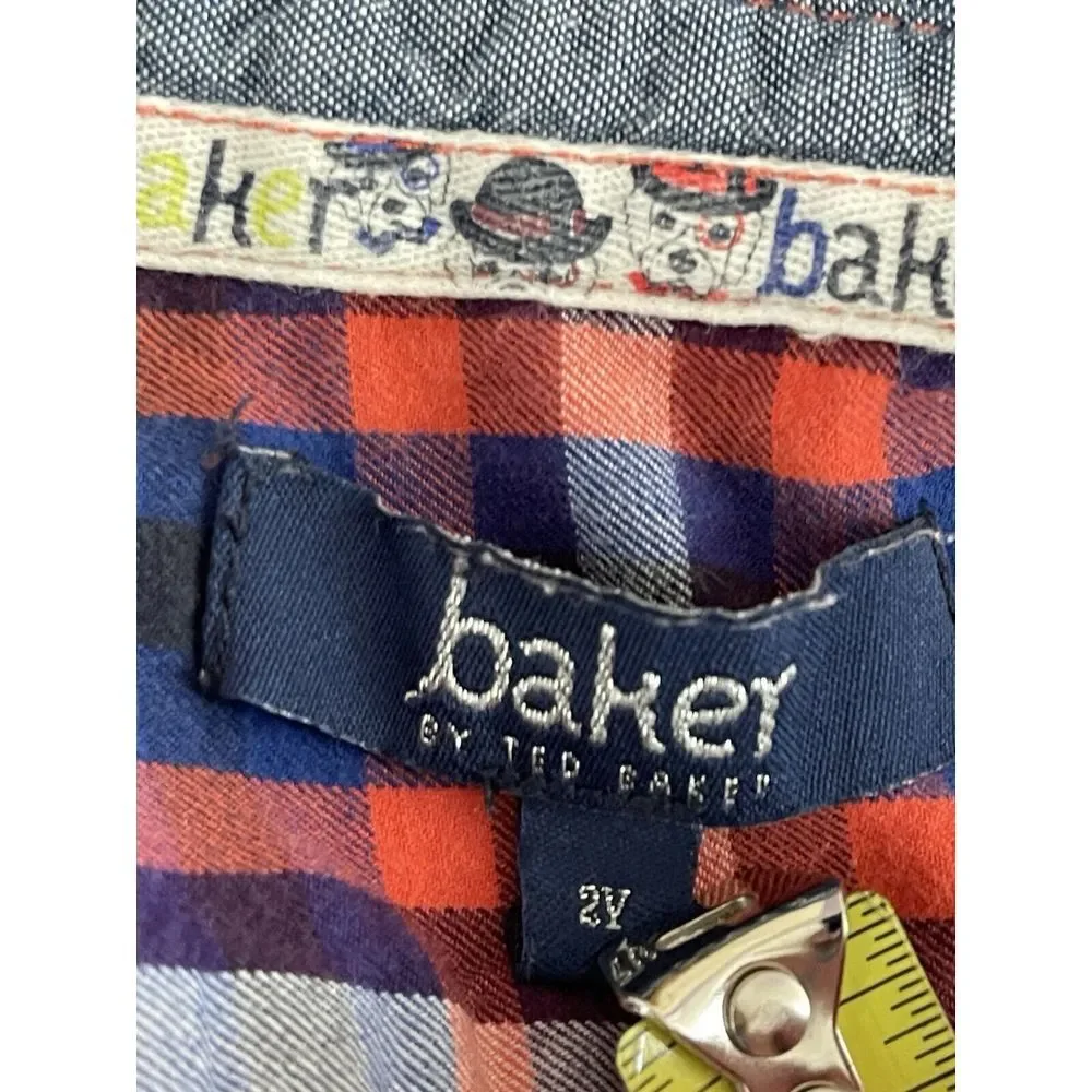 Ted Baker Baby Boys 2T Blue Denim Button‎ Up Shirt Dressy Woodland Deer Dogs